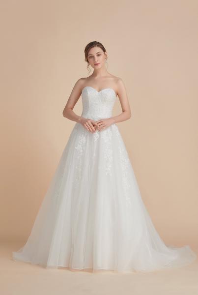 Glamourös glitzernde Prinzessin Brautkleid trägerlos Ivory